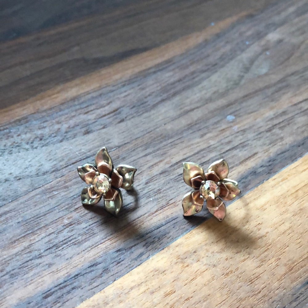 Antiqued gold toned earrings